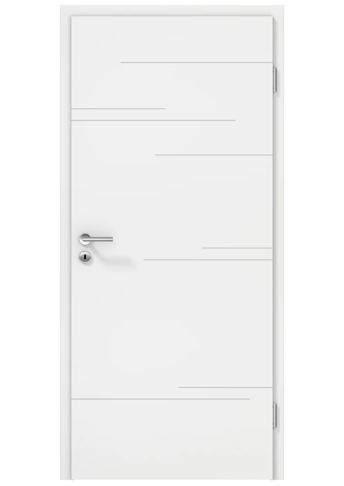 Weiße Innentür mit horizontalen Designrillen