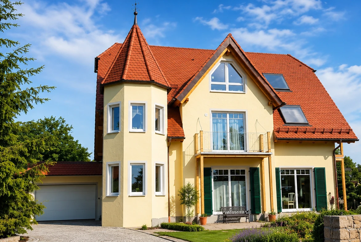 Klassische Villa mit Holzfenstern und Sprossen in Dresden