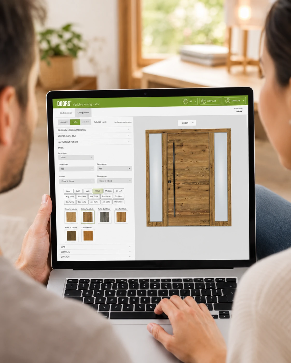 Doors Haustüren-Konfigurator auf einem Laptop