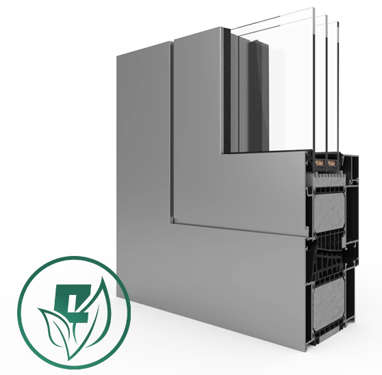Profilschnitt des Aluminiumfenstersystems MB-104 Passive