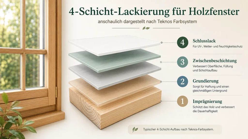 4-Schicht-Lackierung für Holzfenster im Detail