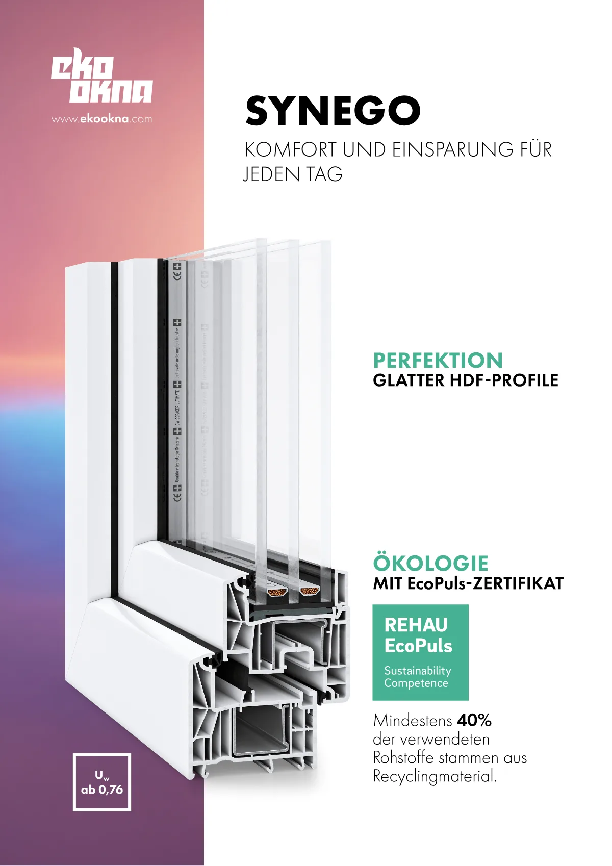 Titelbild des REHAU-Synego-Flyers für Kunststofffenster